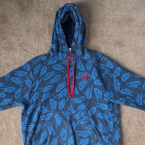 Nike Blue and Red Patterned Hoodie